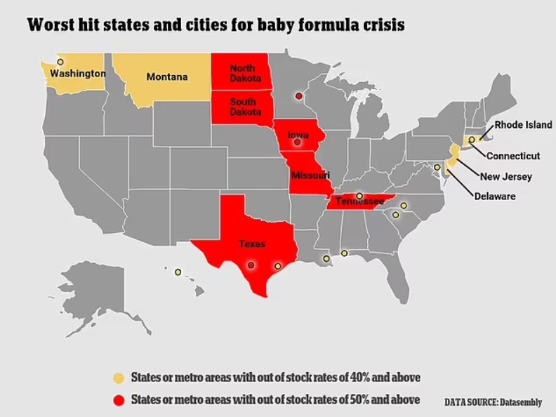 Baby Formula Shortages by State 2022